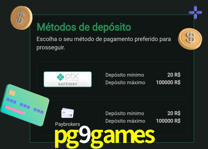 O cassino pg9games oferece uma grande variedade de métodos de pagamento